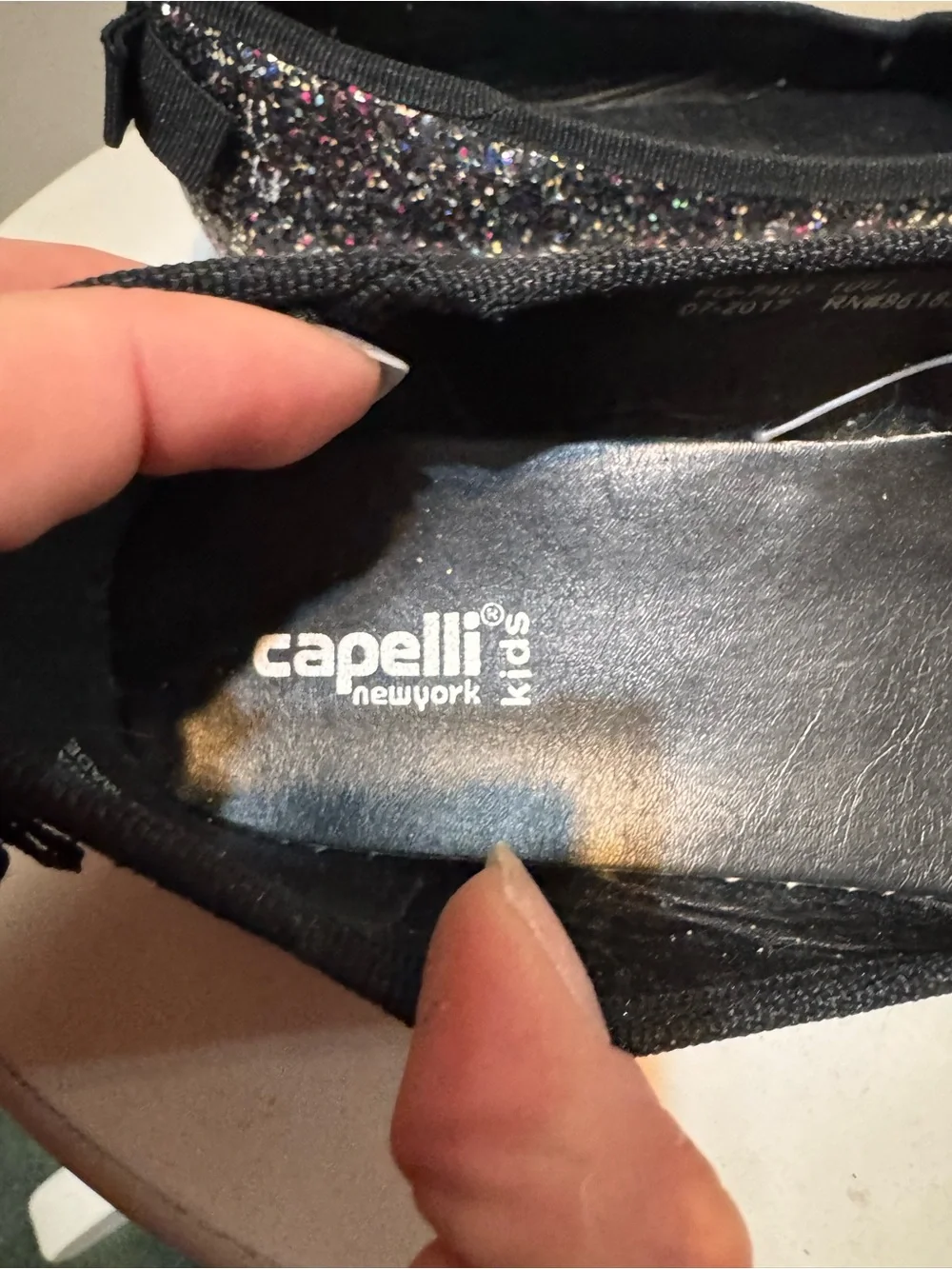 Capelli of New York Kids Black Glitter Ballet Flats